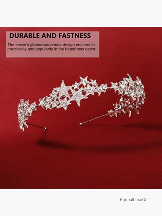 Rhinestone Star Tiara Headband - Crystal Bridal Crown Wedding Hair Accessory